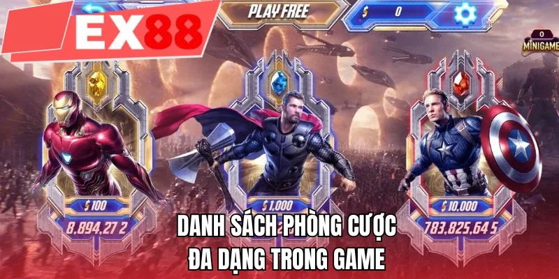 Danh sách phòng cược đa dạng trong game 
